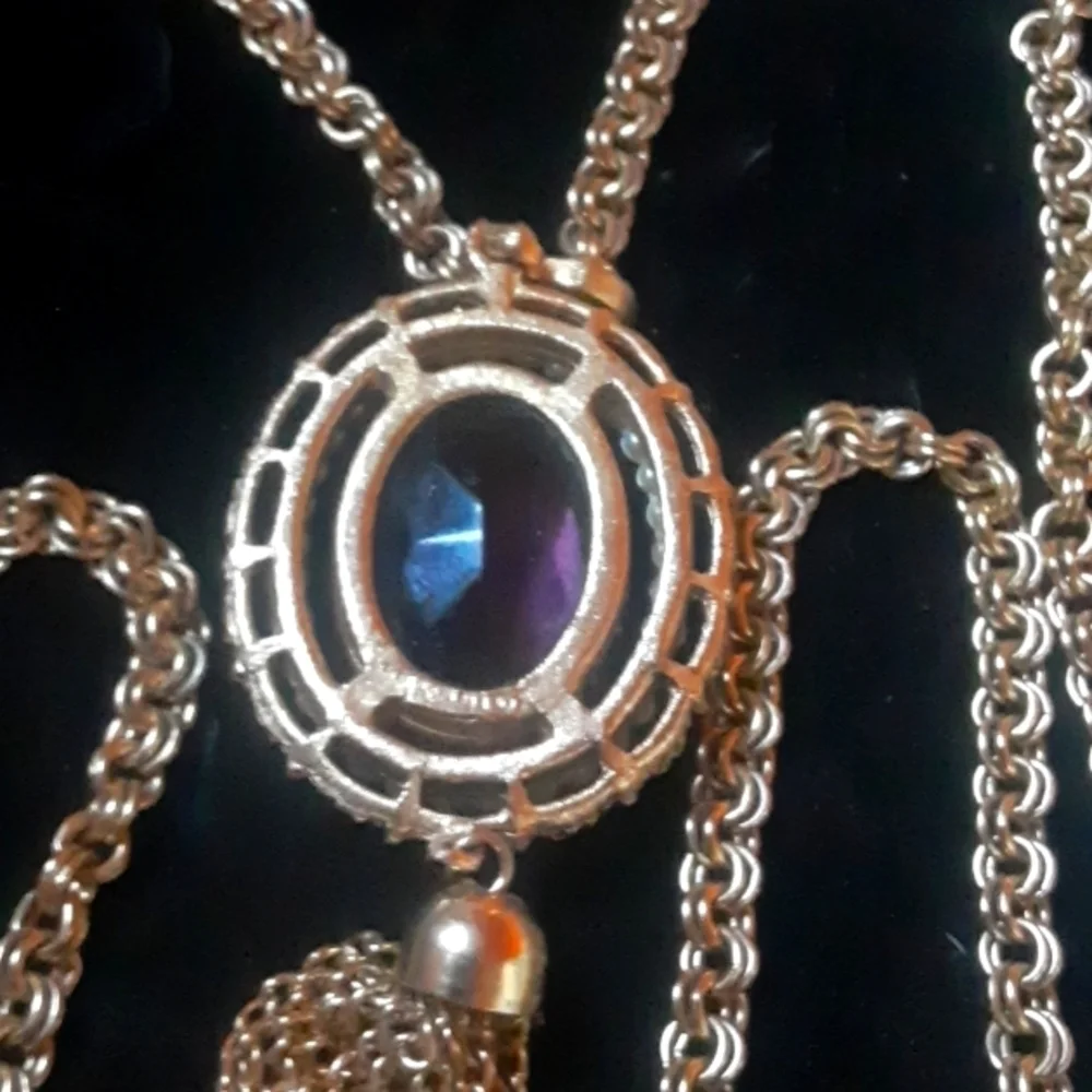 Gold Chain Necklace with Purple Pendant,  AVON